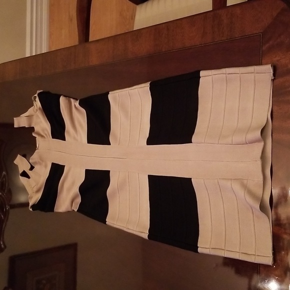 Fumblin Foe black and beige bodycon dress small size - Picture 2 of 8
